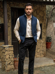 Navy Blue Quilted Sleeveless Jacket