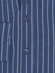 Navy Blue Striped Button Down Shirt