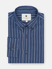 Navy Blue Striped Button Down Shirt