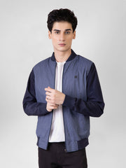 Navy Blue Striped Light Weight Bomber Jacket