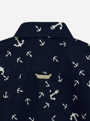 Navy Blue 'Anchor' Printed Half Sleeve Casual Shirt