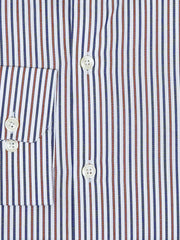 Navy Blue & Brown Striped Formal Shirt