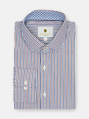 Navy Blue & Brown Striped Formal Shirt