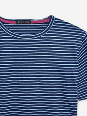 Navy Indigo Striped Crew Neck T-Shirt