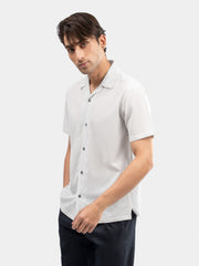 Off-White Crink Effect Cuban Collar Shirt