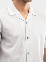 Off-White Crink Effect Cuban Collar Shirt