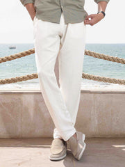 Off White Linen Blended Casual Pajama