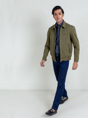 Olive Green Casual Collar Jacket