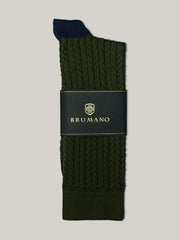 Olive Green Herringbone Cotton Socks