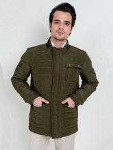 Olive Green Quilted Sporty Coat Jacket