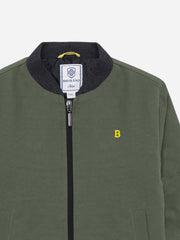 Olive Stone Washed Quilted Bomber Jacket - Junior