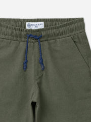 Olive Green Linen Casual Shorts - Junior