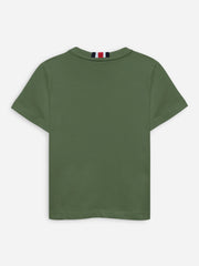 Olive Green 100% Cotton Casual Tee With Detailing