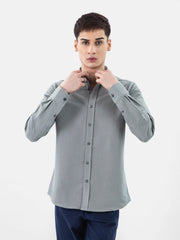 Olive Green Linen Blended Button Down Shirt