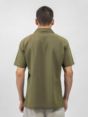 Olive Green Structured Cuban Collar