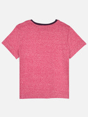 Pastel Red Crew Neck Casual T-Shirt