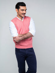 Pink Sleeveless V-Neck Sweater