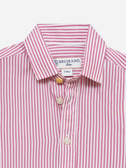 Pink & White Striped Half Sleeve Casual Shirt - Junior