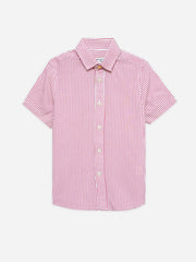Pink & White Striped Half Sleeve Casual Shirt - Junior