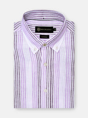 Pink & Purple 100% Linen Striped Shirt