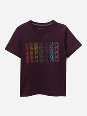 Purple Printed Short Sleeves Casual T-Shirt