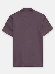 Purple Linen Half Sleeve Cuban Collar Shirt