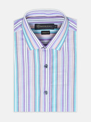 Purple & Peach Striped Formal Shirt
