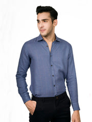 Purple & Orange Dobby Linen Shirt