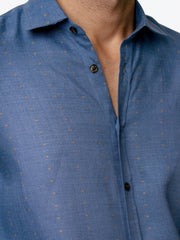 Purple & Orange Dobby Linen Shirt