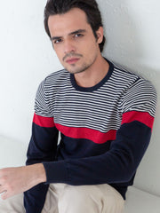Red & Blue Contrasting Striped Sweater