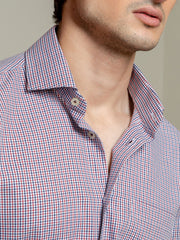 Red & Blue Houndstooth Formal Shirt