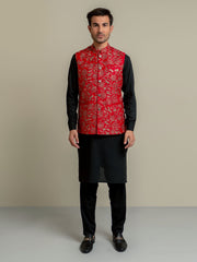 Red Embroidered Sartoria Waistcoat