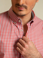 Red Gingham Poplin Shirt