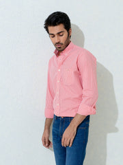 Red Micro Gingham Shirt With Detailing