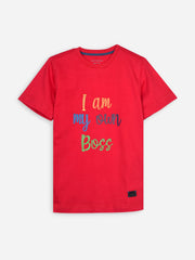 Red Graphic Printed Casual T-shirt