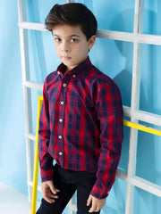 Red & Blue Long Sleeve Checkered Shirt