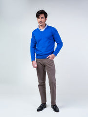 Royal Blue Full Sleeve V-Neck Sweater