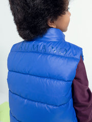 Royal Blue Sleeveless Casual Puffer Jacket