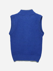Royal Blue Sleeveless Casual Zipper