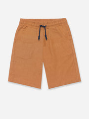 Rusty Orange Green Linen Casual Shorts - Junior