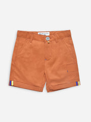 Rusty Orange Stretch Cotton Casual Shorts