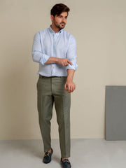 Sky Blue Button Down 100% Linen Shirt
