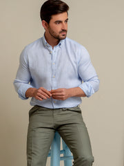 Sky Blue Button Down 100% Linen Shirt