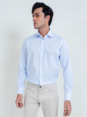 Sky Blue Patterned Formal Shirt