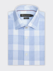 Sky Blue Checkered Light Weight Seersucked Shirt