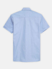 Sky Blue Jacquard Patterned Half Sleeve Shirt