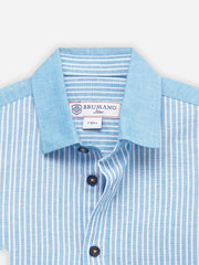 Sky Blue Striped Half Sleeve Casual Shirt - Junior