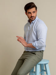 Sky Blue Button Down 100% Linen Shirt