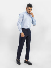Sky Blue Button Down Shirt With Beige Elbow Patch