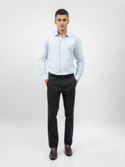 Sky Blue Cotton/Linen Polka Dot Patterned Shirt